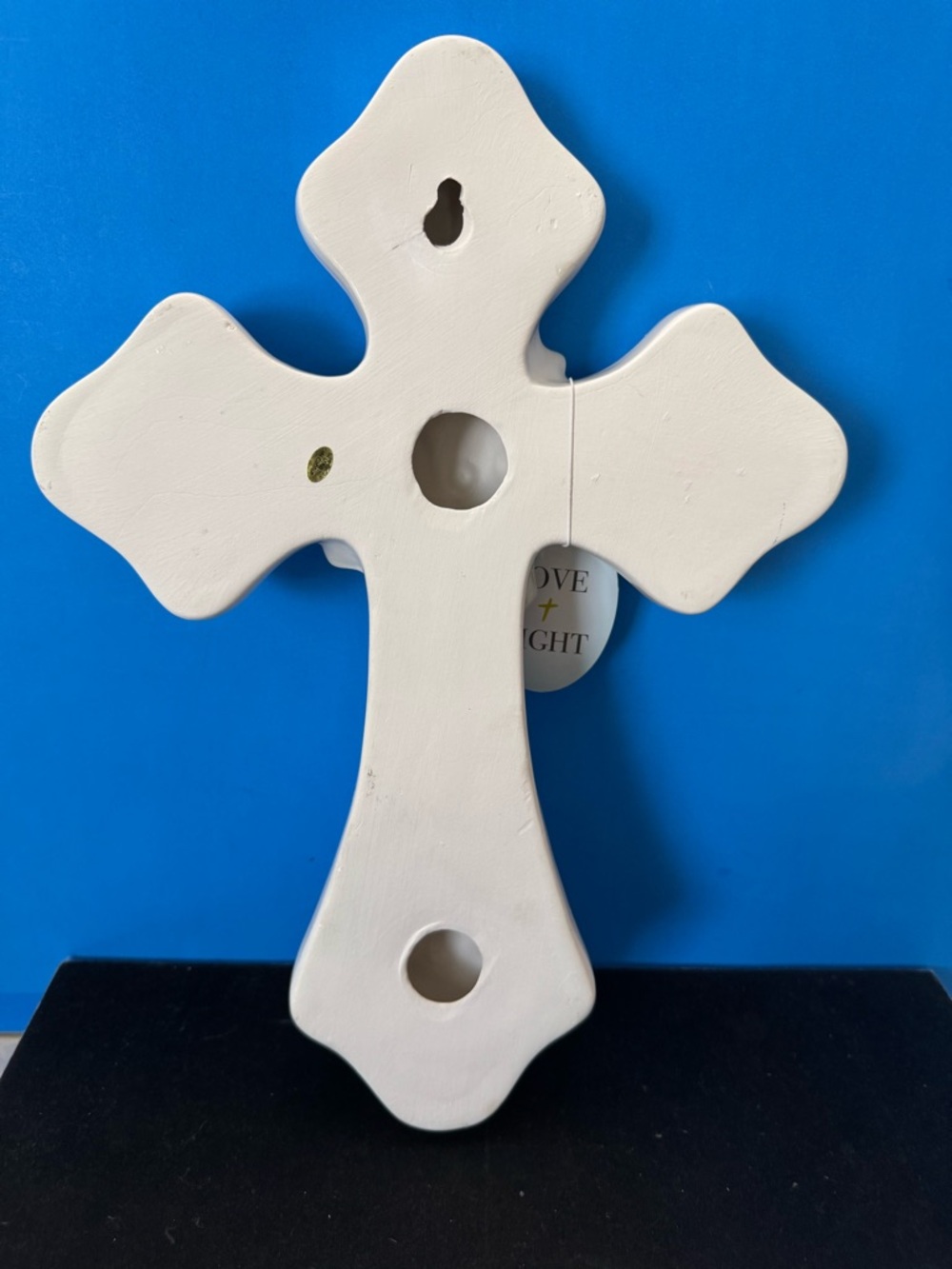 Love + Light White Ceramic Floral Cross Wall Decor - Picture 6 of 8